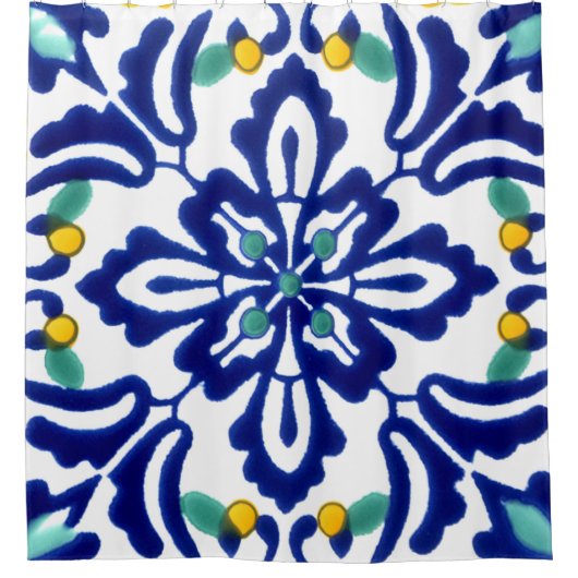Mexican Talavera Terracotta Tile Design Nr. 10 Duschvorhang (Vorderseite)
