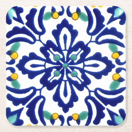 Mexican Talavera Terracotta Tile Design Nr. 10 Rechteckiger Pappuntersetzer (Vorderseite)