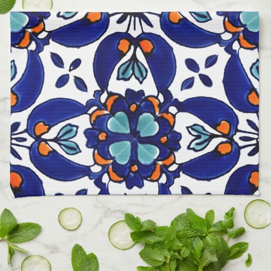 Mexican Talavera Terracotta Tile Design Nr. 1 Geschirrtuch (Gefaltet)
