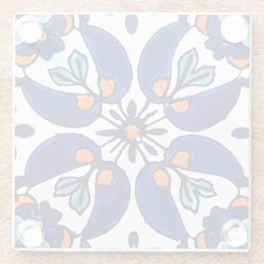 Mexican Talavera Terracotta Tile Design Nr. 1 Glasuntersetzer (Rückseite)