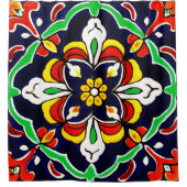 Mexican Talavera Terracotta Tile Design Nr. 2 Duschvorhang (Vorderseite)