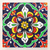 Mexican Talavera Terracotta Tile Design Nr. 2 Glasuntersetzer (Vorderseite)