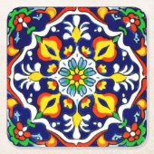 Mexican Talavera Terracotta Tile Design Nr. 3 Rechteckiger Pappuntersetzer (Vorderseite)