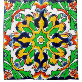 Mexican Talavera Terracotta Tile Design Nr. 4 Duschvorhang (Vorderseite)
