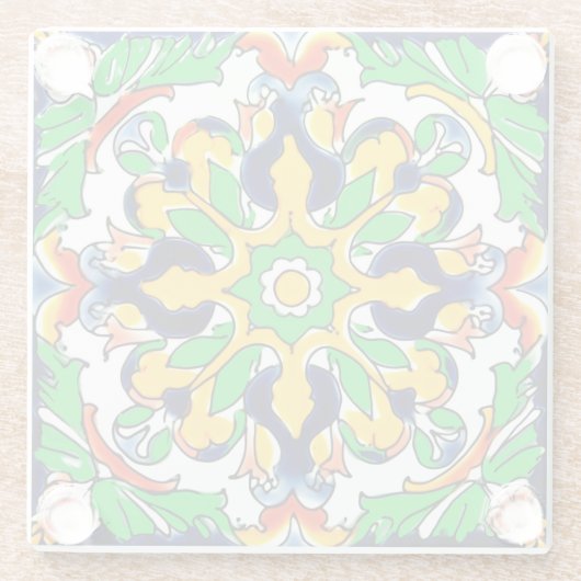 Mexican Talavera Terracotta Tile Design Nr. 4 Glasuntersetzer (Rückseite)