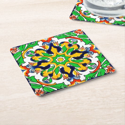 Mexican Talavera Terracotta Tile Design Nr. 4 Rechteckiger Pappuntersetzer (angewinkelt)