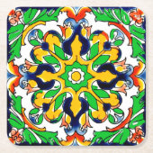 Mexican Talavera Terracotta Tile Design Nr. 4 Rechteckiger Pappuntersetzer (Vorderseite)