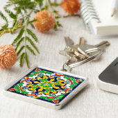 Mexican Talavera Terracotta Tile Design Nr. 4 Schlüsselanhänger (Seite)