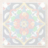 Mexican Talavera Terracotta Tile Design Nr. 5 Glasuntersetzer (Rückseite)