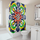 Mexican Talavera Terracotta Tile Design Nr. 7 Duschvorhang (Beispiel)