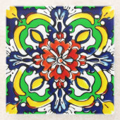 Mexican Talavera Terracotta Tile Design Nr. 7 Glasuntersetzer (Vorderseite)