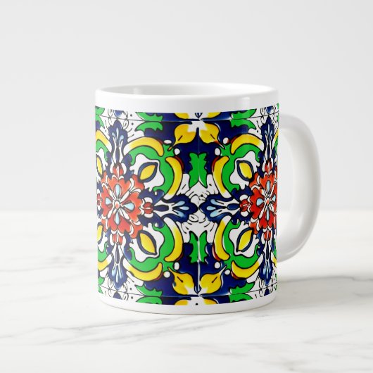 Mexican Talavera Terracotta Tile Design Nr. 7 Jumbo-Tasse (Vorderseite Rechts)