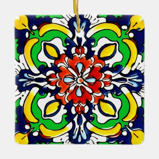 Mexican Talavera Terracotta Tile Design Nr. 7 Keramikornament (Vorderseite)