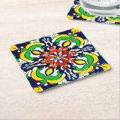Mexican Talavera Terracotta Tile Design Nr. 7 Rechteckiger Pappuntersetzer (angewinkelt)