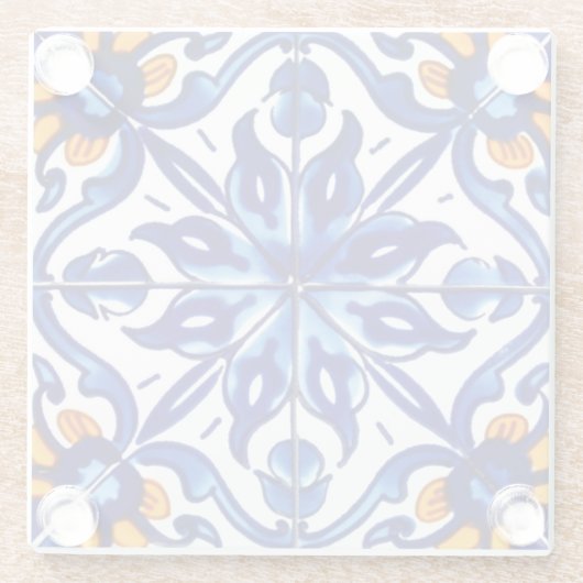 Mexican Talavera Terracotta Tile Design Nr. 8 Glasuntersetzer (Rückseite)