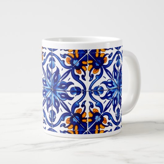 Mexican Talavera Terracotta Tile Design Nr. 8 Jumbo-Tasse (Vorderseite Rechts)