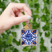 Mexican Talavera Terracotta Tile Design Nr. 8 Schlüsselanhänger (Hand)
