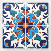 Mexican Talavera Terracotta Tile Design Nr. 9 Glasuntersetzer (Vorderseite)