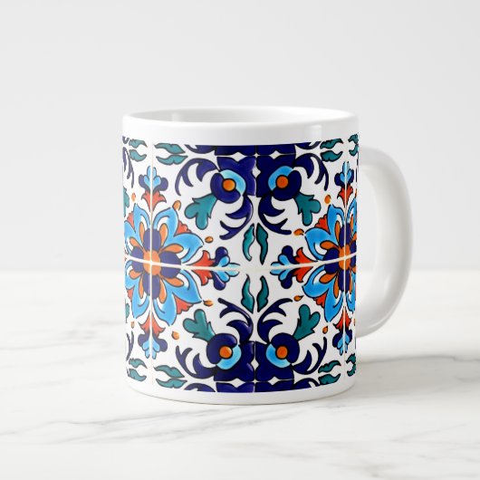Mexican Talavera Terracotta Tile Design Nr. 9 Jumbo-Tasse (Vorderseite Rechts)