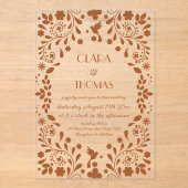 Mexican Talavera Terracotta Wedding Acryleinladungen (Vorderseite)