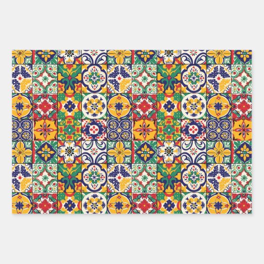 Mexican Talavera Tile Spanish Fiesta Geschenkpapier Set (Vorderseite)