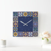 Mexican Talavera Tiles Quadratische Wanduhr (Zuhause)