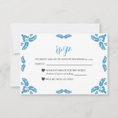 Mexican Talavera Turquoise Minimalist Wedding RSVP Karte (Vorderseite)