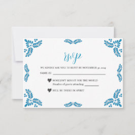 Mexican Talavera Turquoise Minimalist Wedding RSVP Karte