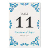 Mexican Talavera Turquoise Minimalist Wedding Tischnummer (Vorderseite)