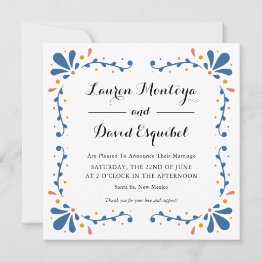 Mexican Talavera Wedding Ankündigung (Vorderseite)