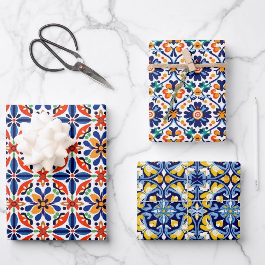 Mexican Talavera Wrapping Paper Geschenkpapier Set (Vorderseite)