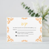 Mexican Talavera Yellow Floral Minimalist Wedding RSVP Karte (Stehend Vorderseite)