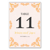 Mexican Talavera Yellow Floral Minimalist Wedding Tischnummer (Vorderseite)