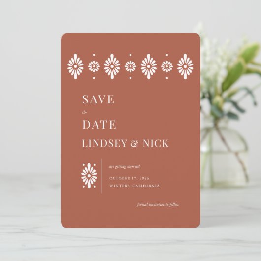 Mexican Terra Cotta Rettet die Termine Einladung (Stehend Vorderseite)