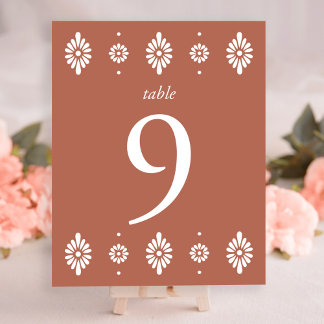 Mexican Terra Cotta Wedding Tischnummer