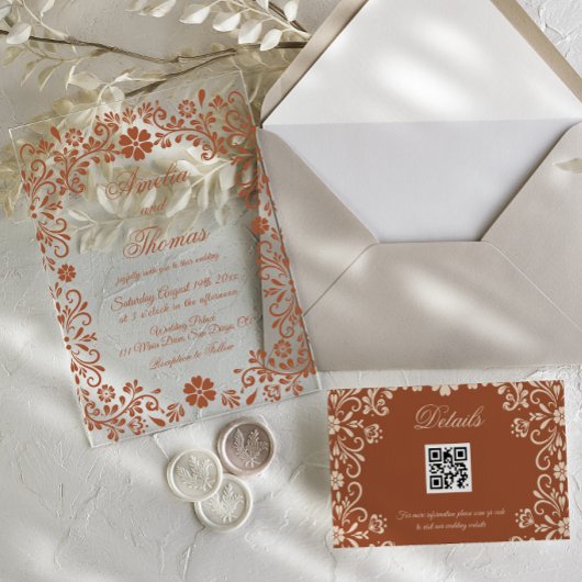 Mexican Terracotta Talavera Wedding Acryleinladungen