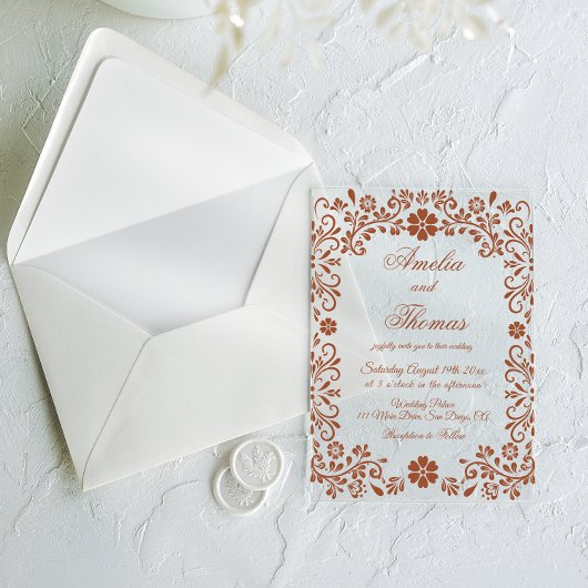 Mexican Terracotta Talavera Wedding Acryleinladungen