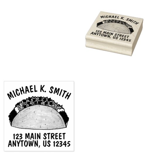 Mexican Tex Mex Corn Taco Personalisierte Adresse Gummistempel (Stempel)