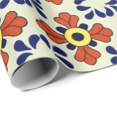 Mexican Tile Blue Mosaic Geschenkpapier (Rolleneckpunkt)