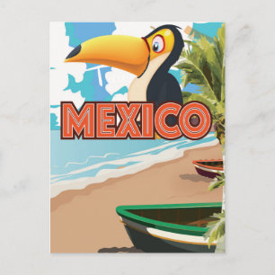 Mexican Toucan Beach Travel Poster. Postkarte