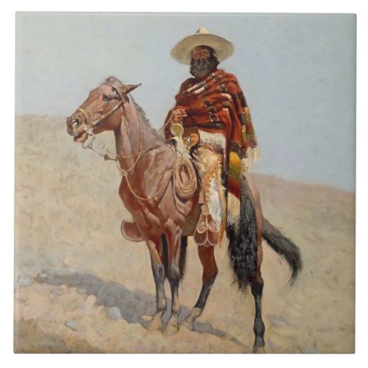 "Mexican Vaquero Horseman" von Frederick Remington Fliese (Vorderseite)