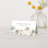 Mexican Watercolor Cactus Palm Tree Wedding Platzkarte (Rückseite)