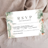 Mexican Watercolor Cactus Palm Tree Wedding RSVP Karte