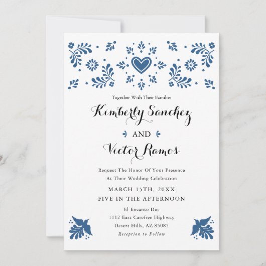 Mexican Wedding Invitation Talavera Inspiriert Einladung (Vorderseite)