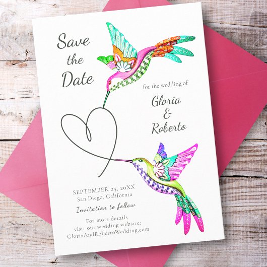 Mexican Wedding Lovebirds Save the Date Card Einladung
