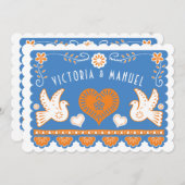 Mexican Wedding Papel Picado Einladung (Vorne/Hinten)