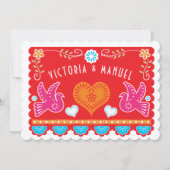 Mexican Wedding Papel Picado Einladung (Vorderseite)