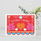 Mexican Wedding Papel Picado Einladung (Stehend Vorderseite)