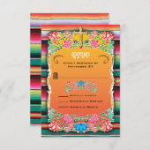 Mexican Wedding Rug and Floral UAWG RSVP Karte (Vorne/Hinten)