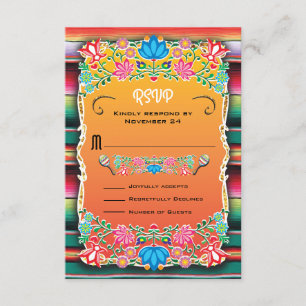 Mexican Wedding Rug and Floral UAWG RSVP Karte